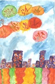 «Фейерверк над городом», автор Мария Пантенкова, 7 лет (Новгородское ЛПУМГ)