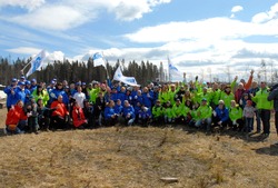 Сотрудники компаний Группы "Газпром" перед посадкой деревьев