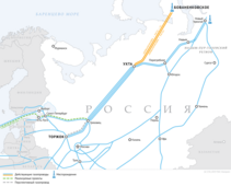 Схема газопроводов «Бованенково — Ухта» и «Бованенково — Ухта — 2»