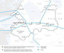 Схема магистральных газопроводов в Ленинградской области