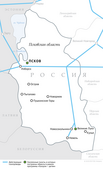 Схема магистральных газопроводов в Псковской области